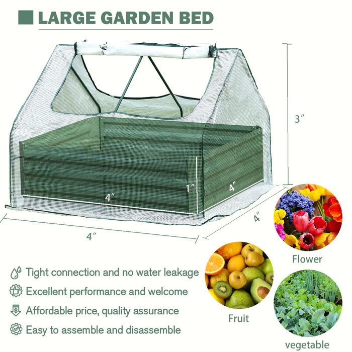 Aoodor 4.3' W x 4.3' D Raised Garden Bed Mini Greenhouse Kit & Reviews